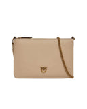 PINKO women's bag FLAT CLASSIC 100455A0F1 Beige zip closure leather shoulder strap