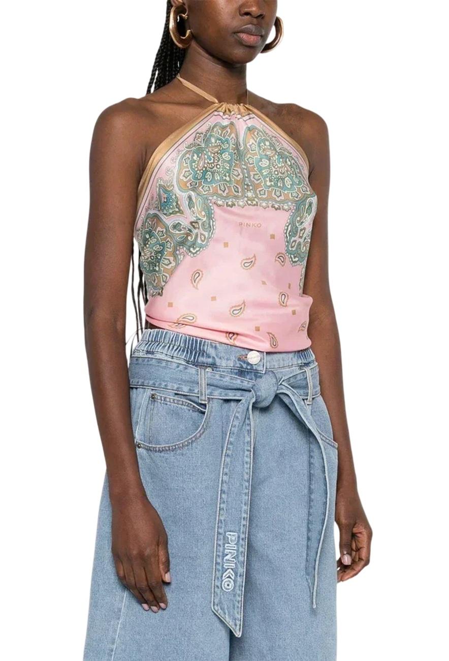 PINKO Top Pinko donna 106732A38G NL4 Beachwear Synchro Stampa Bandana Rosa 106732A38G NL4 