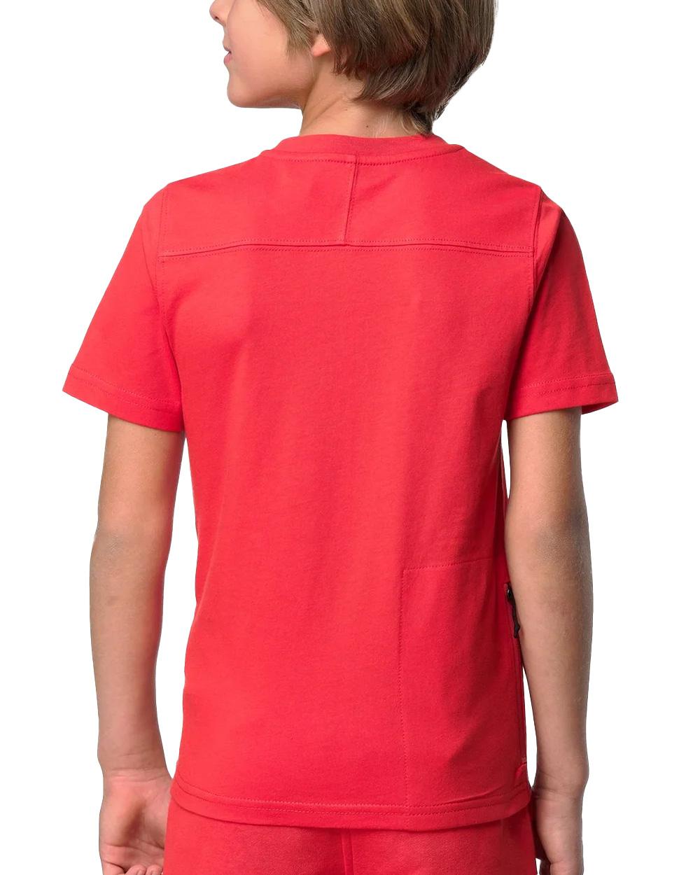 K-WAY T-shirt K-WAY bambino K7133YWU P. LEONIDE Rossa jersey cotone girocollo logo vestibilità regolare K7133YWU B04 