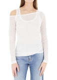 Maglia Pinko donna 106456A2CL Z04 Justine con top integrato Bianco