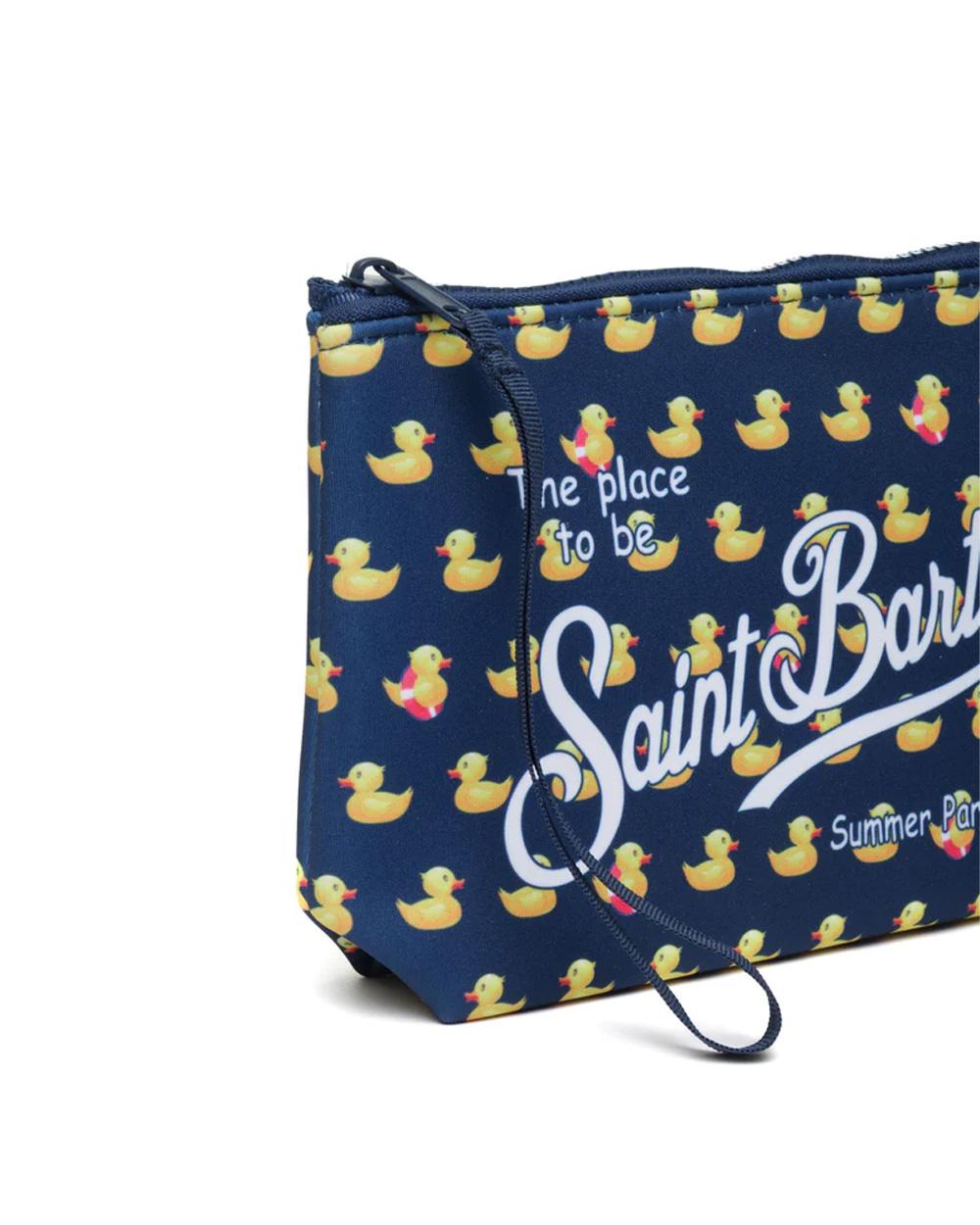 MC2 SAINT BARTH Pochette MC2 SAINT BARTH uomo ALINE DUCKY ALI002103152L Blu tessuto scuba stampa all over paperelle zip ALI002103152L 61 