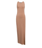 Abito Dondup donna DA513JS0316D cipria lungo jersey viscosa