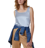 Top Pennyblack donna Panfilo 2511161082200 Celeste seta ampio scollo