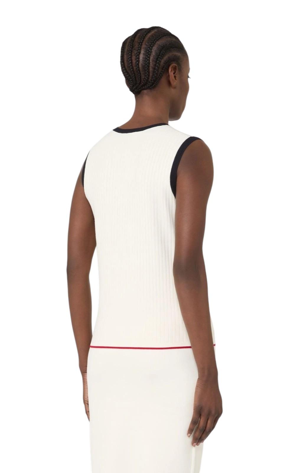 STUDIO Canotta Studio donna 2616361131600 009 Umile in filato di mista viscosa Bianco Blu<BR/> 2616361131600 009 