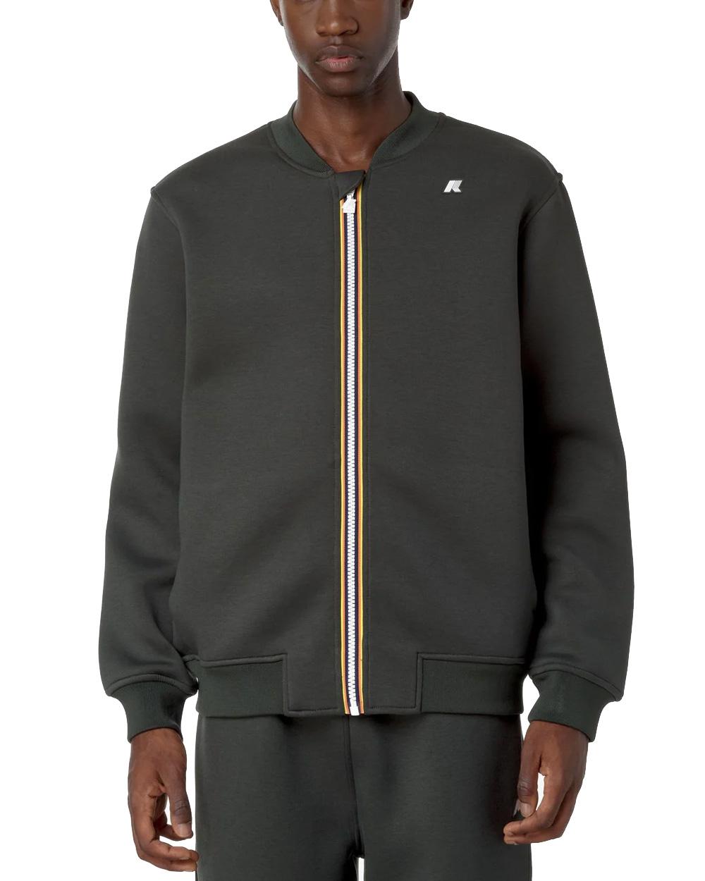 K-WAY Felpa K-WAY uomo ABEL SPACER K71344W Verde vestibilità regular tasche laterali colletto orlo a costina zip frontale K71344W WMR 