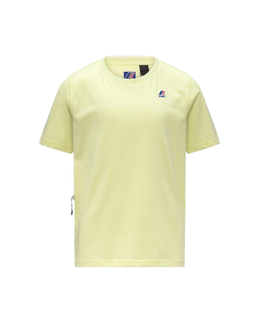 K-WAY T-shirt K-WAY bambino K7133YWR P. LEONIDE Lime jersey cotone girocollo logo vestibilità regolare<BR/> K7133YWR W0Z 