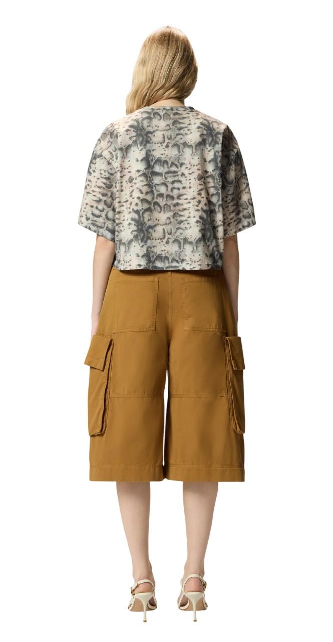 PINKO T-shirt Pinko donna 106921A3C8 CZ9 Terni cropped animalier Beige Nero 106921A3C8 CZ9 