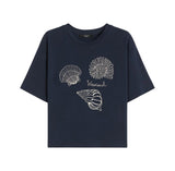 T-shirt Weekend donna 2615941112600 004 Sabato a punto interlock con ricami conchiglie Blu