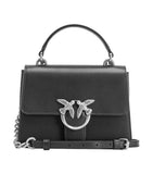PINKO women's bag LOVE BAG ONE TOP HANDLE LIGHT SIMPLY 100071A0F1 Black silver leather shoulder strap handle