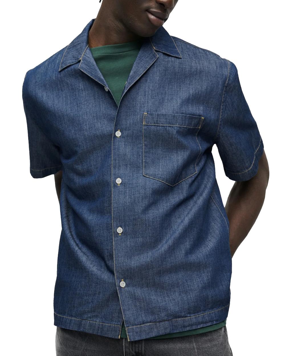 LACOSTE Camicia LACOSTE uomo CH1869 Denim cotone relaxed fit collo aperto tasca bottoni CH1869 MK9 