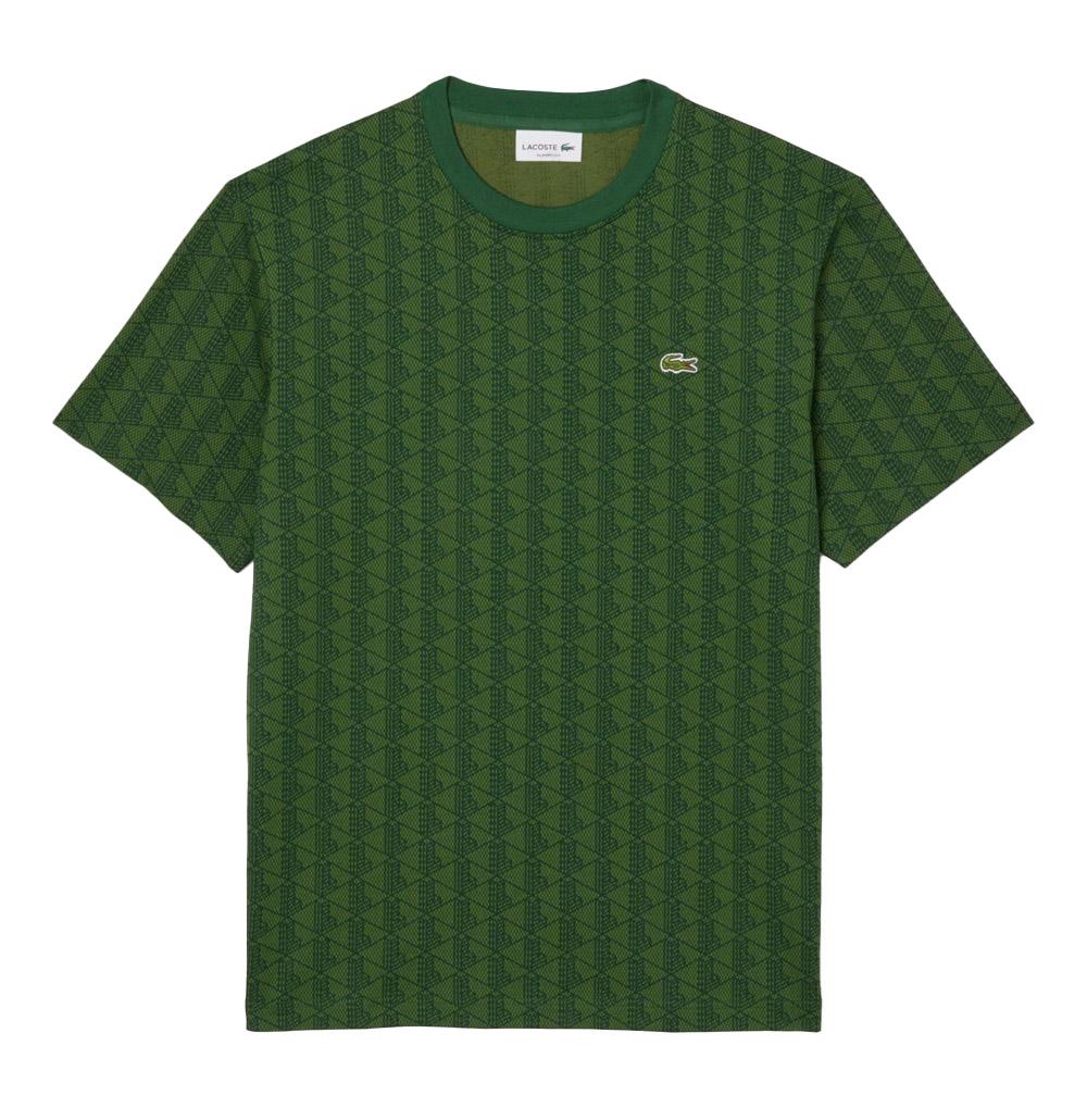 LACOSTE T-shirt Lacoste uomo TH5902D1R Verde monogram girocollo mezza manoca TH5902 D1R 