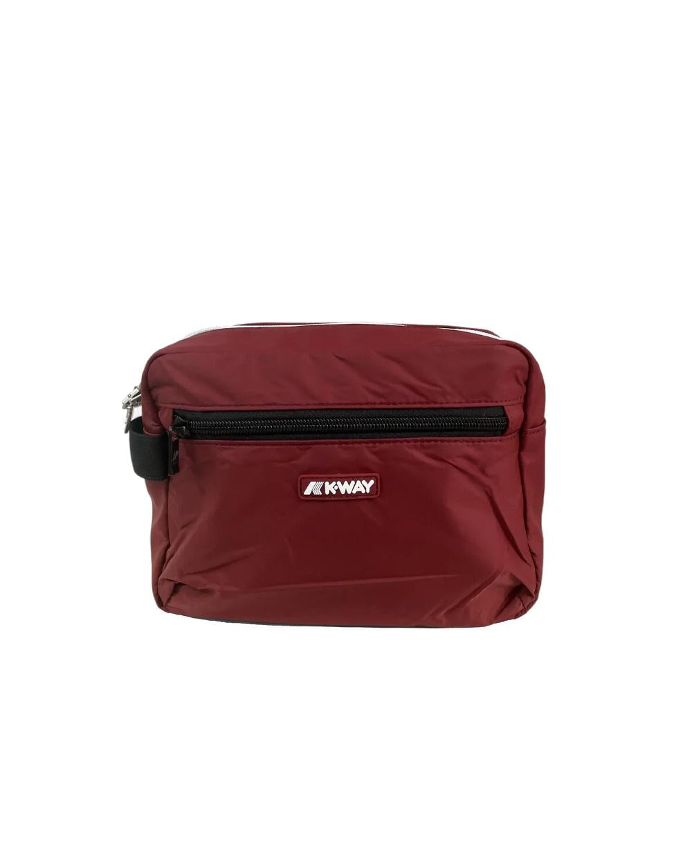 K-WAY Pochette K-WAY unisex DEMU K4127TW Granata beauty case ripstop impermeabile logo in silicone bianco <BR/> K4127TW WNN 