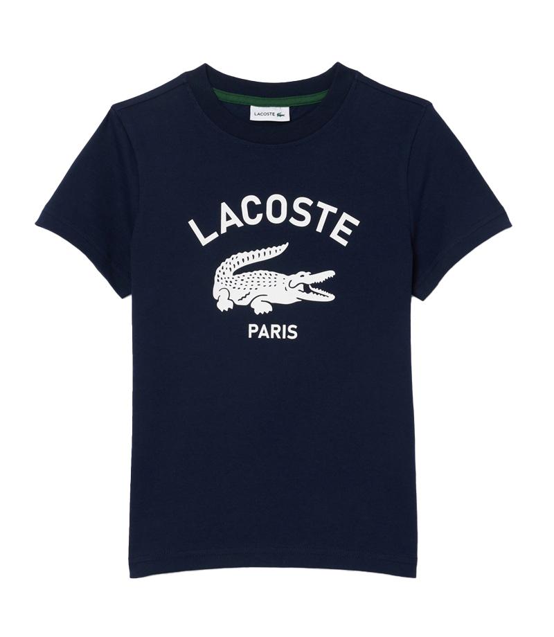 LACOSTE T-shirt Lacoste bambino TJ3003166 blu girocollo stampa TJ3003 166 