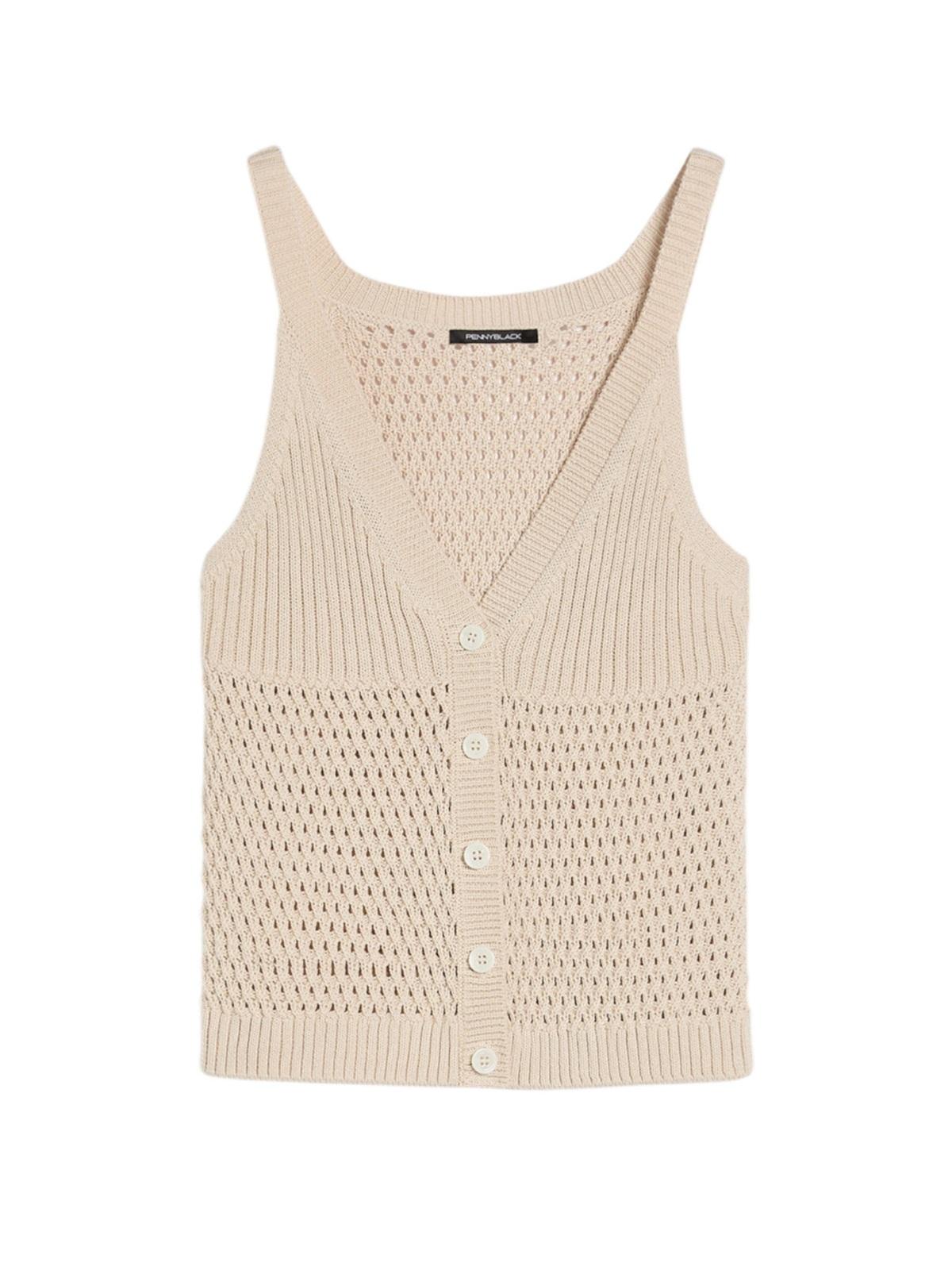 PENNYBLACK Top Pennyblack donna 2611351023200 001 Dialogo a rete e coste Beige<BR/> 2611351023200 001 