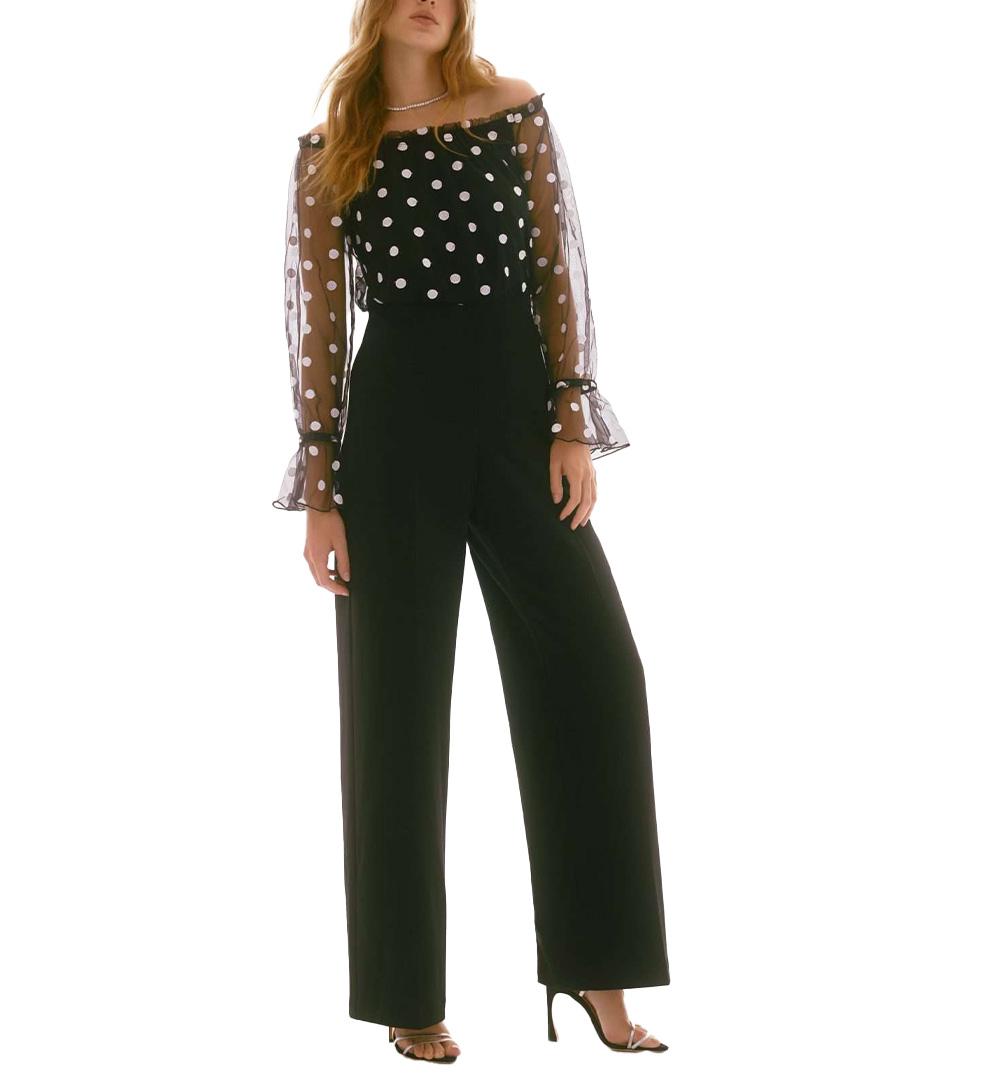 JOSEPH RIBKOFF Tuta Joseph Ribkoff donna 251708 Nera pois maniche lunghe zip spalle scoperte<BR/> 251708 272 