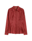 Camicia Studio donna 2616111042600 066 Ora in tela ramié Mattone rosso