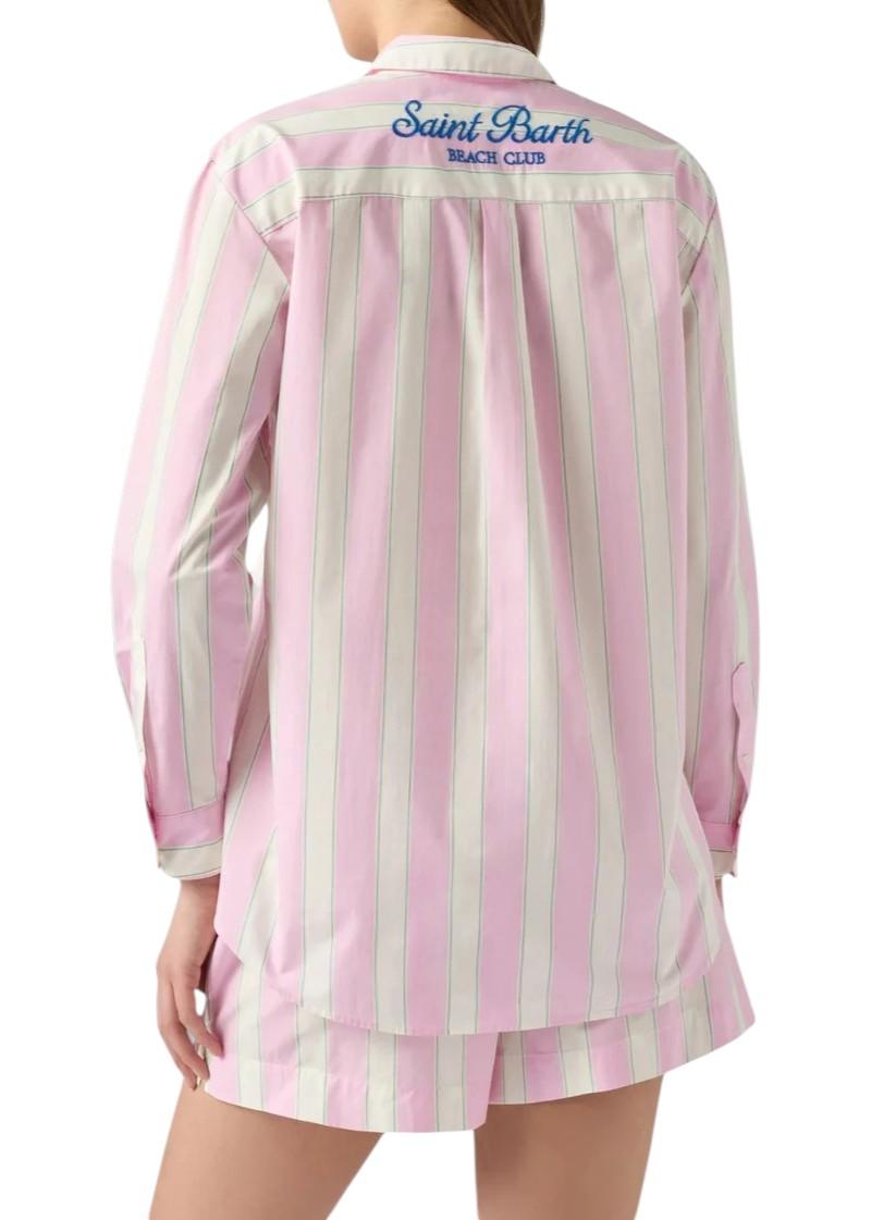 MC2 SAINT BARTH Camicia MC2 SAINT BARTH donna BRIG001 00897L 2153 Brigitte Stripes a righe con ricamo Sport Club Rosa Panna<BR/> BRIG00100897L 2153 