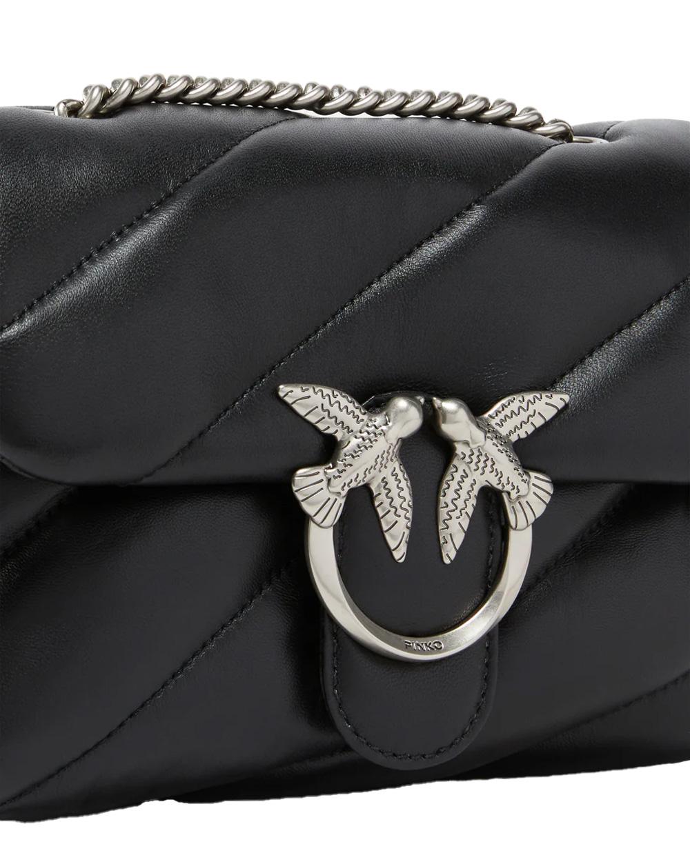 PINKO Borsa PINKO donna MINI LOVE BAG PUFF 100039A0F2 Nera nappa pelle trapuntatura tracolla argento 100039A0F2 Z99O 