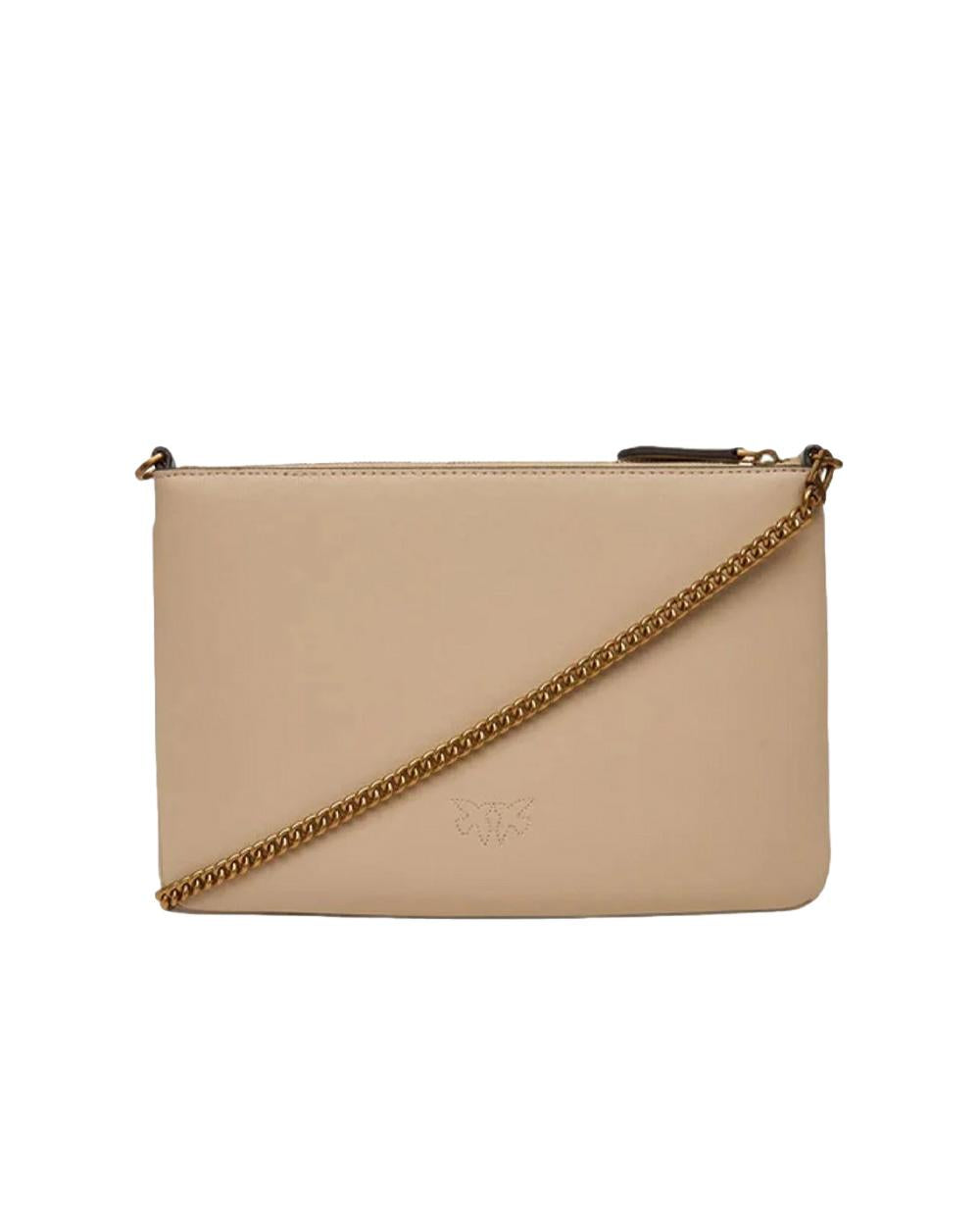 PINKO Borsa PINKO donna FLAT CLASSIC 100455A0F1 Beige chiusura zip pelle tracolla 100455A0F1 C50Q 