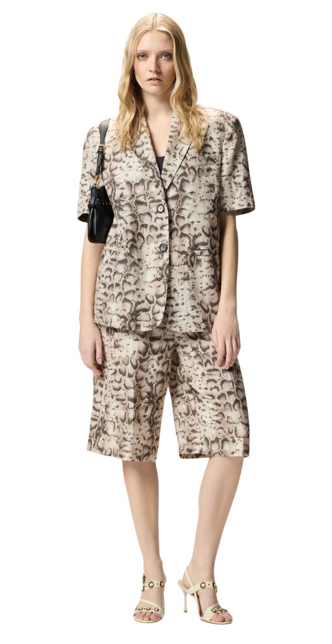 PINKO Giacca Pinko donna 106879A3BL CZ9 Brindisi con stampa animalier Beige Nero<BR/> 106879A3BL CZ9 