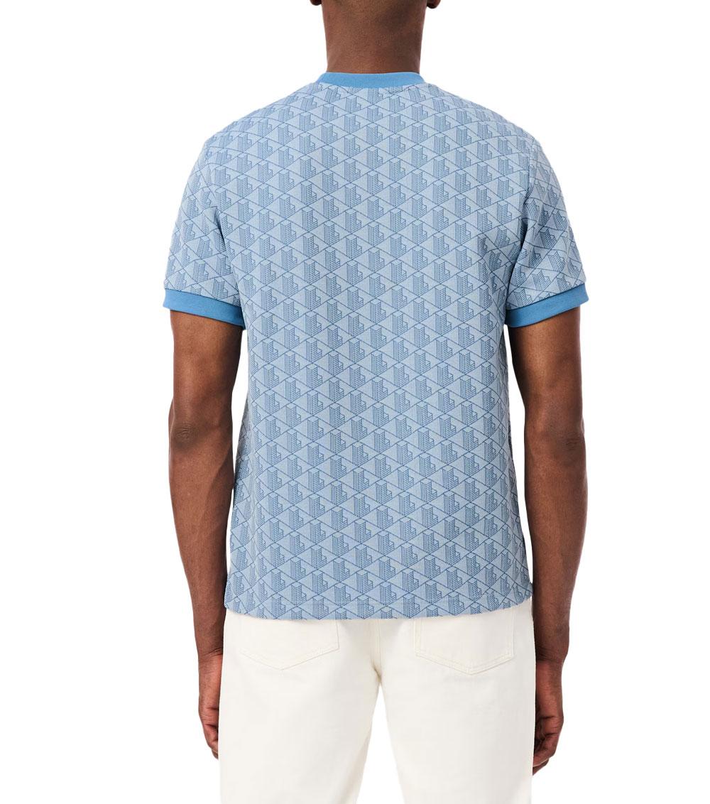 LACOSTE T-shirt LACOSTE uomo monogramma jacquard TH1197T Beige cotone maniche corte coccodrillo TH1197T 1QI 