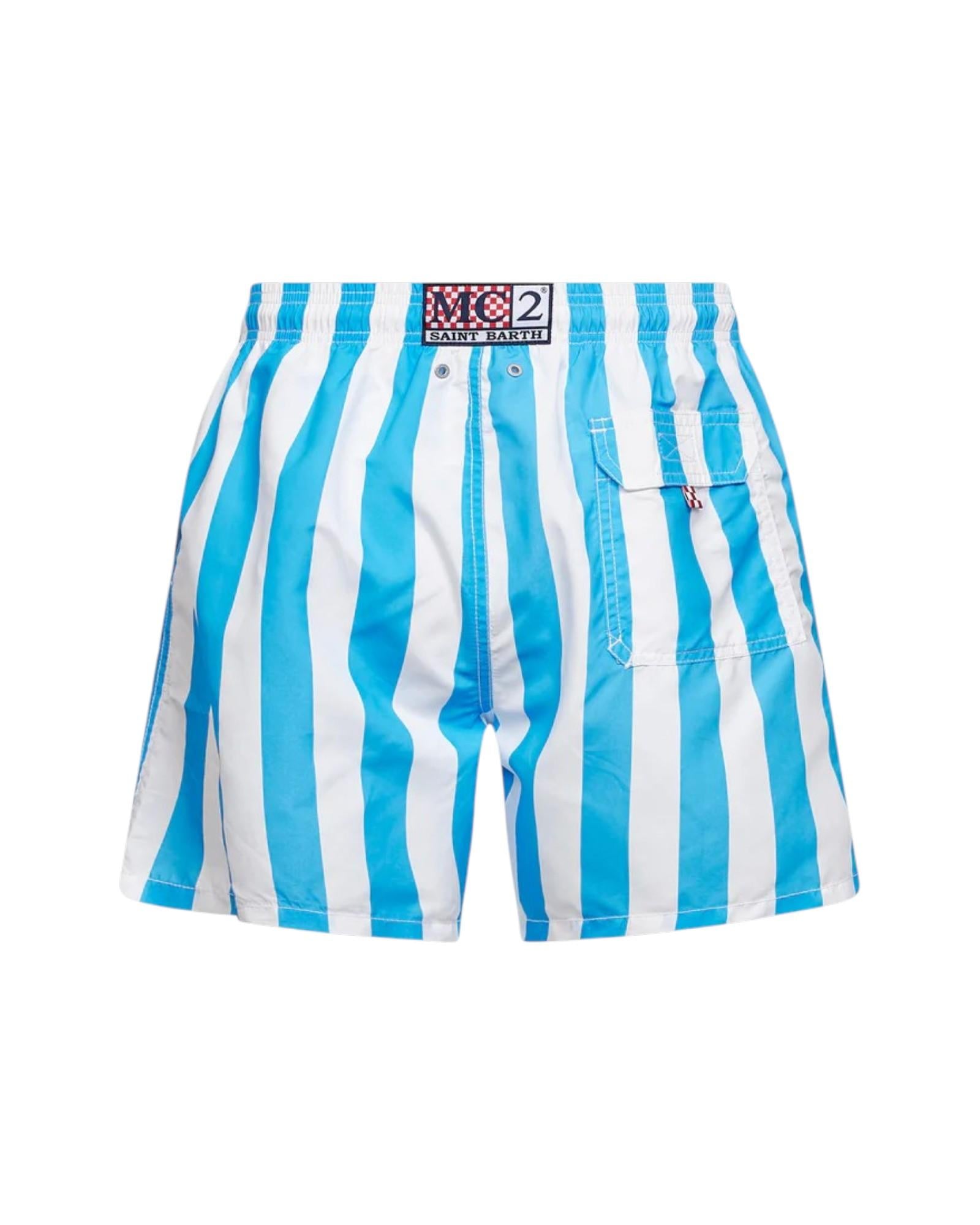 MC2 SAINT BARTH Costume MC2 SAINT BARTH uomo GUS0001 07458L32 a righe con stampa napoli Celeste Bianco<BR/> GUS000107458L 32 