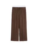 WEEKEND women's trousers MALIZIA 2615131112600 Chocolate regular canvas linen zip pockets pleats