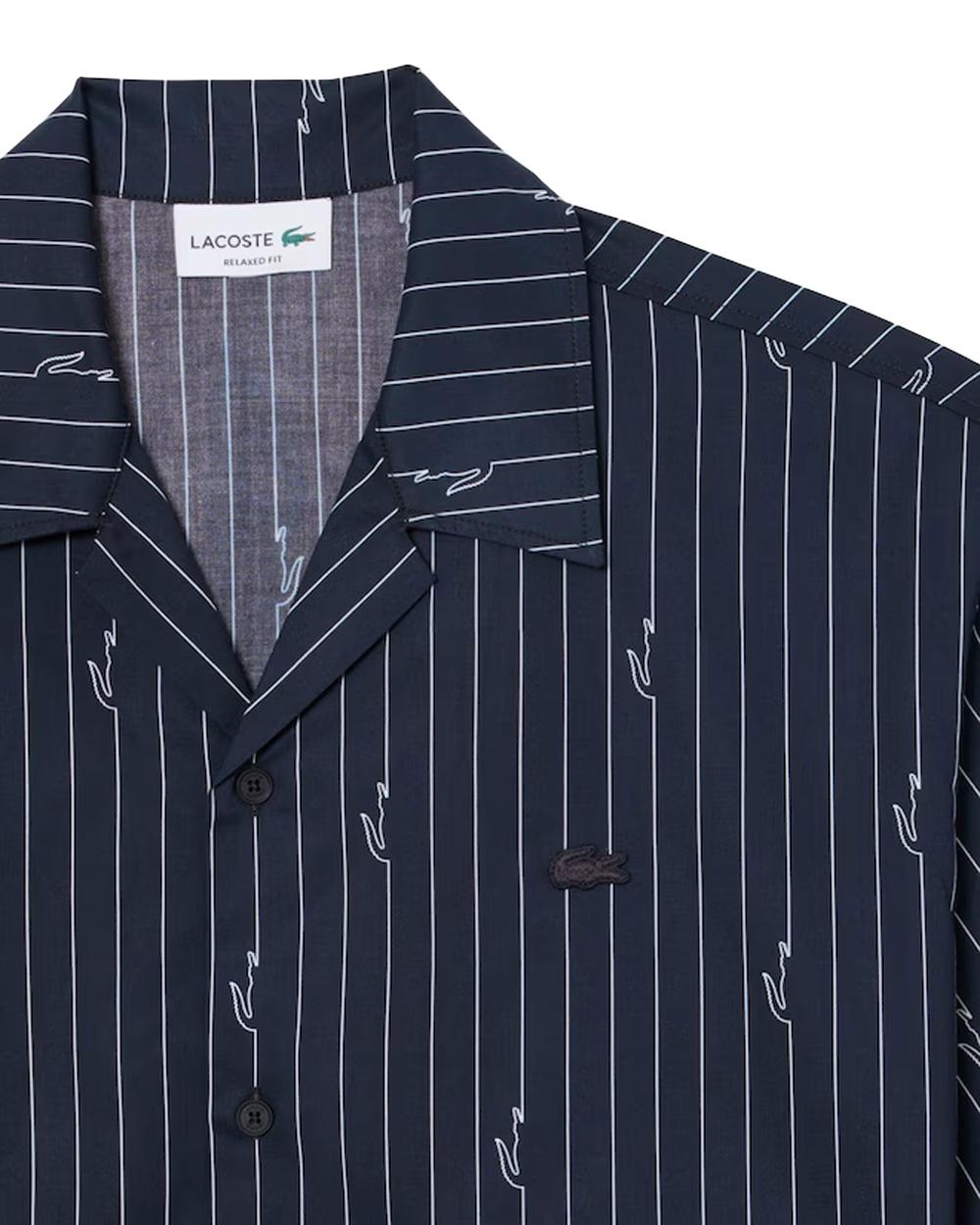 LACOSTE Camicia LACOSTE uomo CH2343 Nera relaxed fit taglio boxy stampa all over CH2343 IY8 