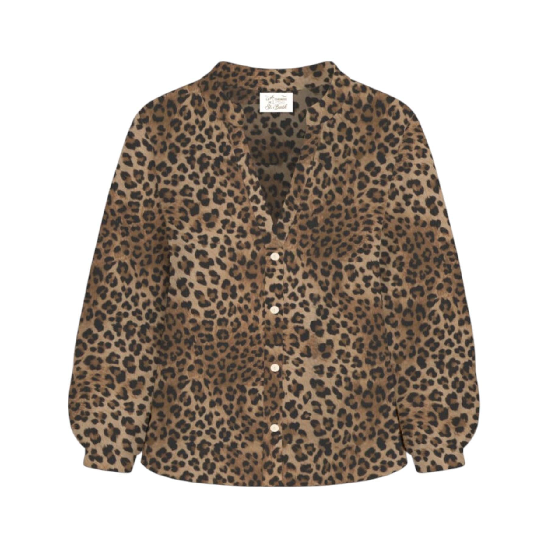 MC2 SAINT BARTH Camicia MC2 SAINT BARTH donna LIO0001 00168L 19 Liona Silk Sand Leopard Sabbia Marrone Nero<BR/> LIO000100168L 19 