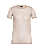 Dondup women's T-shirt DT411M00999D cipria round neck slim organza