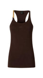 Canotta Pinko donna 106633A32C M28 Charlene Catena smanicata con catena Marrone scuro