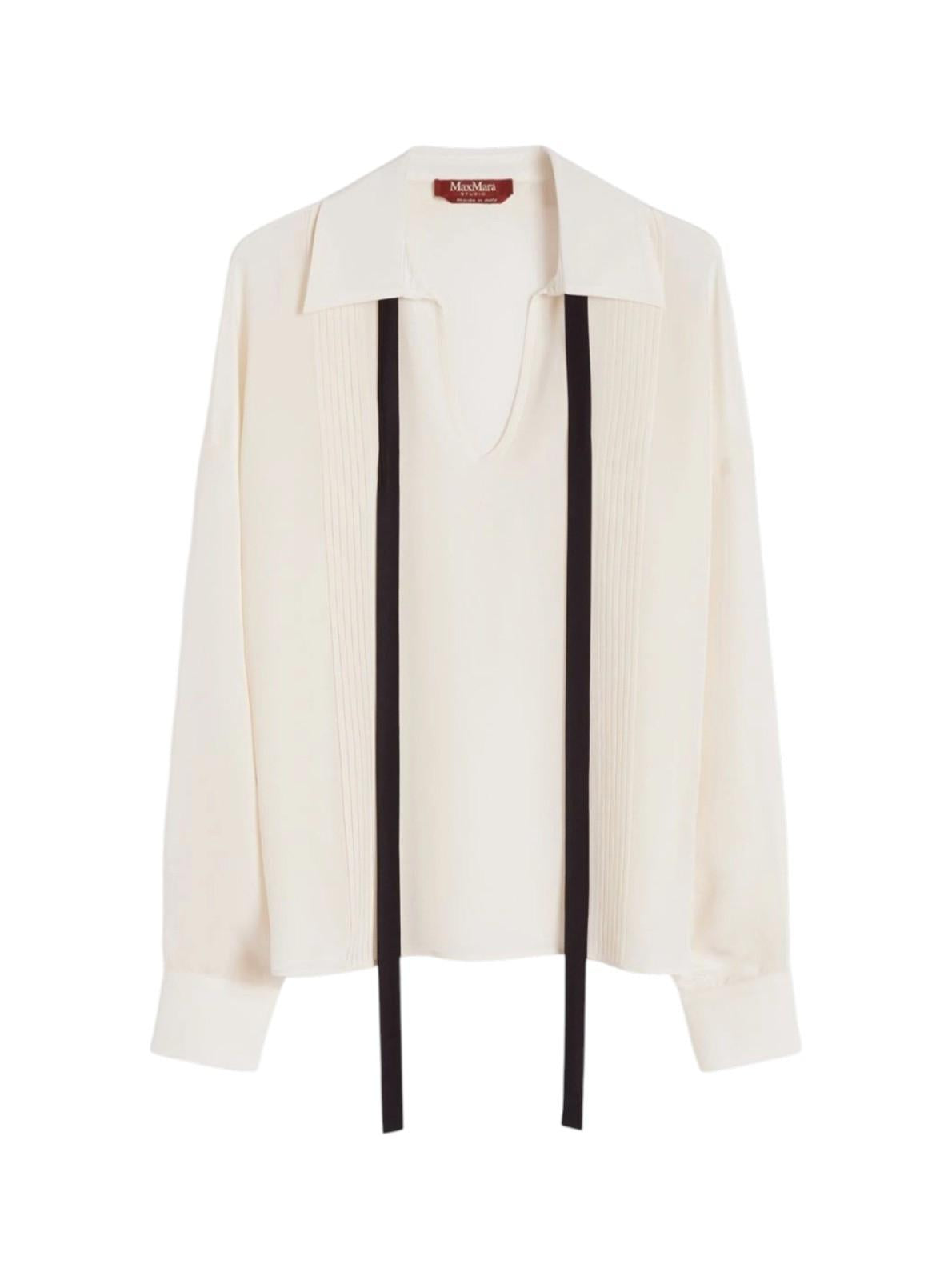 STUDIO Camicia Studio donna 2616111015600 048 Colono in seta con cravattino Beige<BR/> 2616111015600 048 