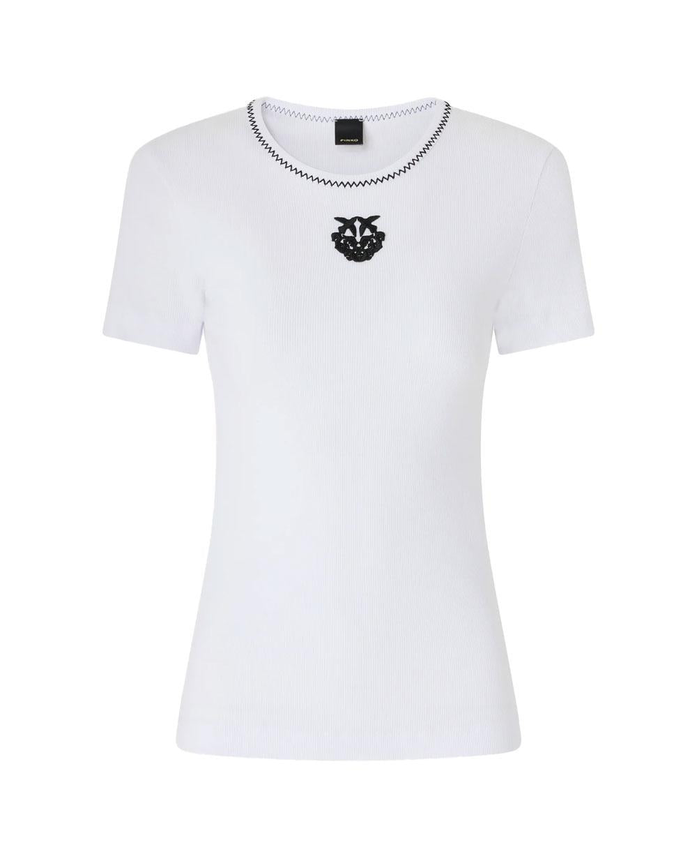 PINKO T-shirt Pinko donna 106815A3AL Brugherio bianca costine love birds<BR/> 106815A3AL ZZ1 