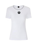 Pinko women's t-shirt 106815A3AL Brugherio white ribbed love birds