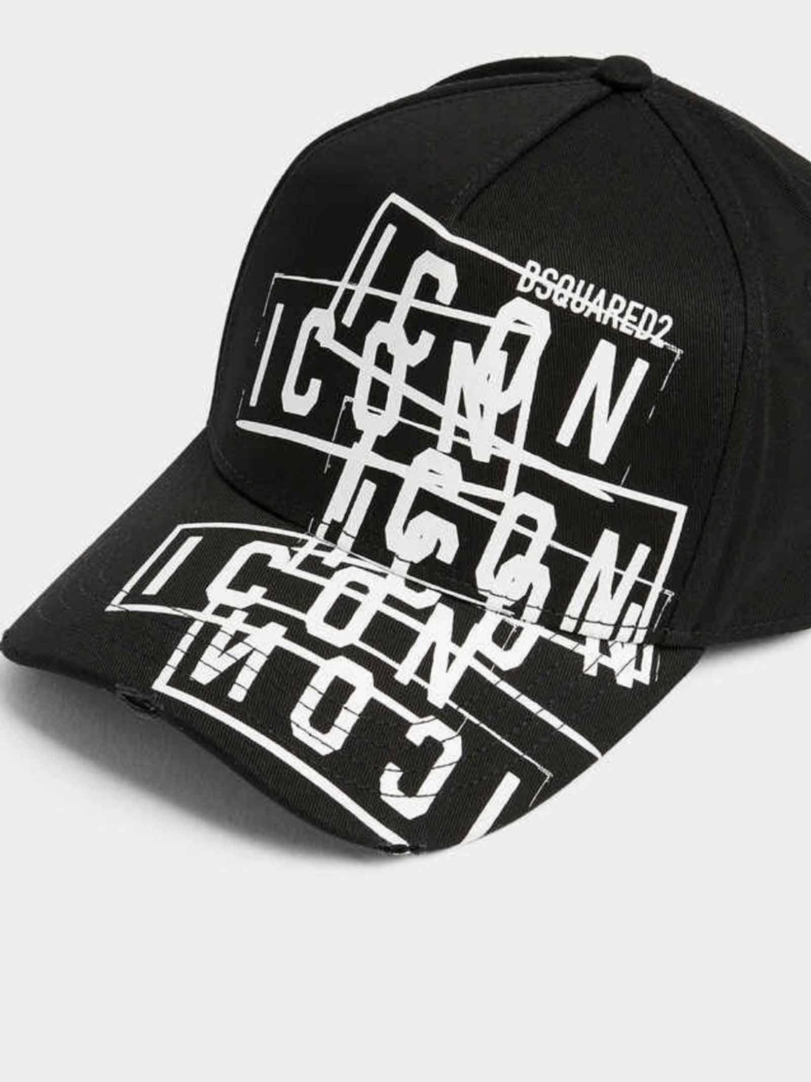 DSQUARED2 Cappello Dsquared2 uomo BCM078905C00001M063 nero monogramma stampato BCM078905C00001 M063 