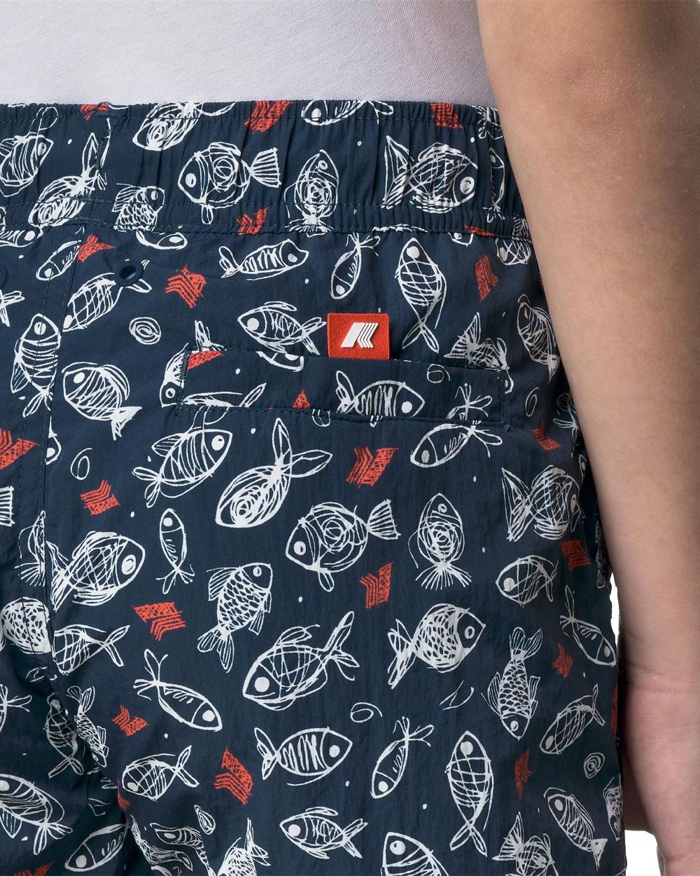 K-WAY Costume K-WAY bambino K2151JW P. HAZEL GRAPHIC BEACH Blu coulisse tasche logo K2151JW C16 