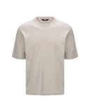 K-WAY men's K4126SW COMBE Beige cotton yarn plain knit crew neck logo T-shirt