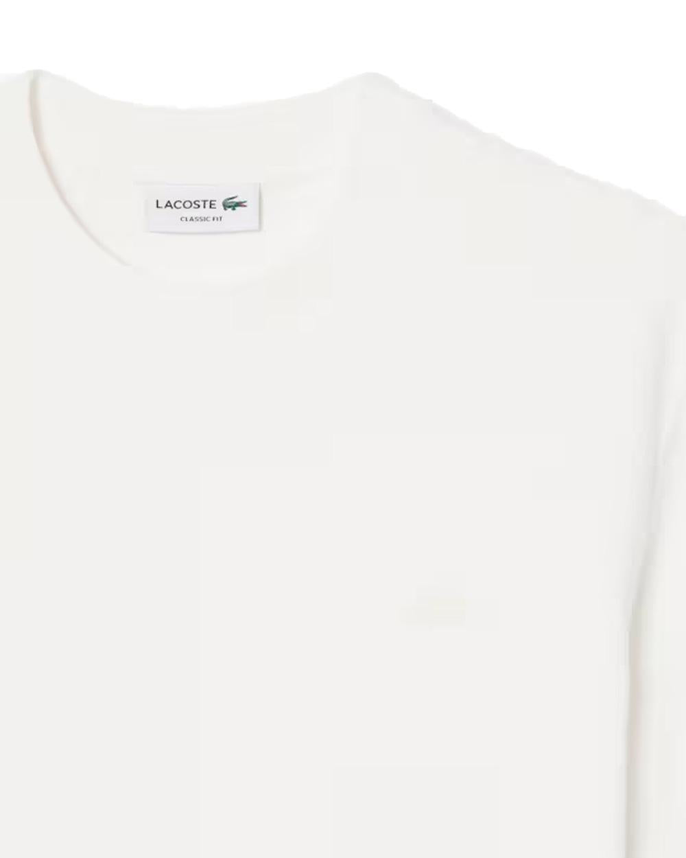 LACOSTE T-shirt LACOSTE uomo TH1979 Bianca crepe cotone classic fit collo a coste TH1979 70V 