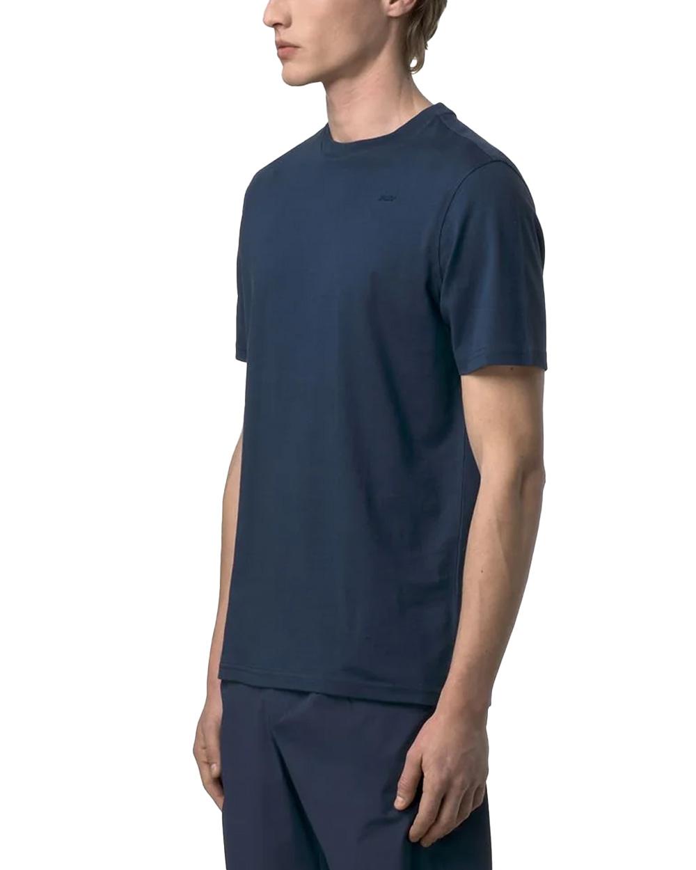 K-WAY T-shirt K-WAY uomo K81489W ODOM JERSEY MICRO LETTERING SLIM Blu cotone girocollo slim K81489W B67 