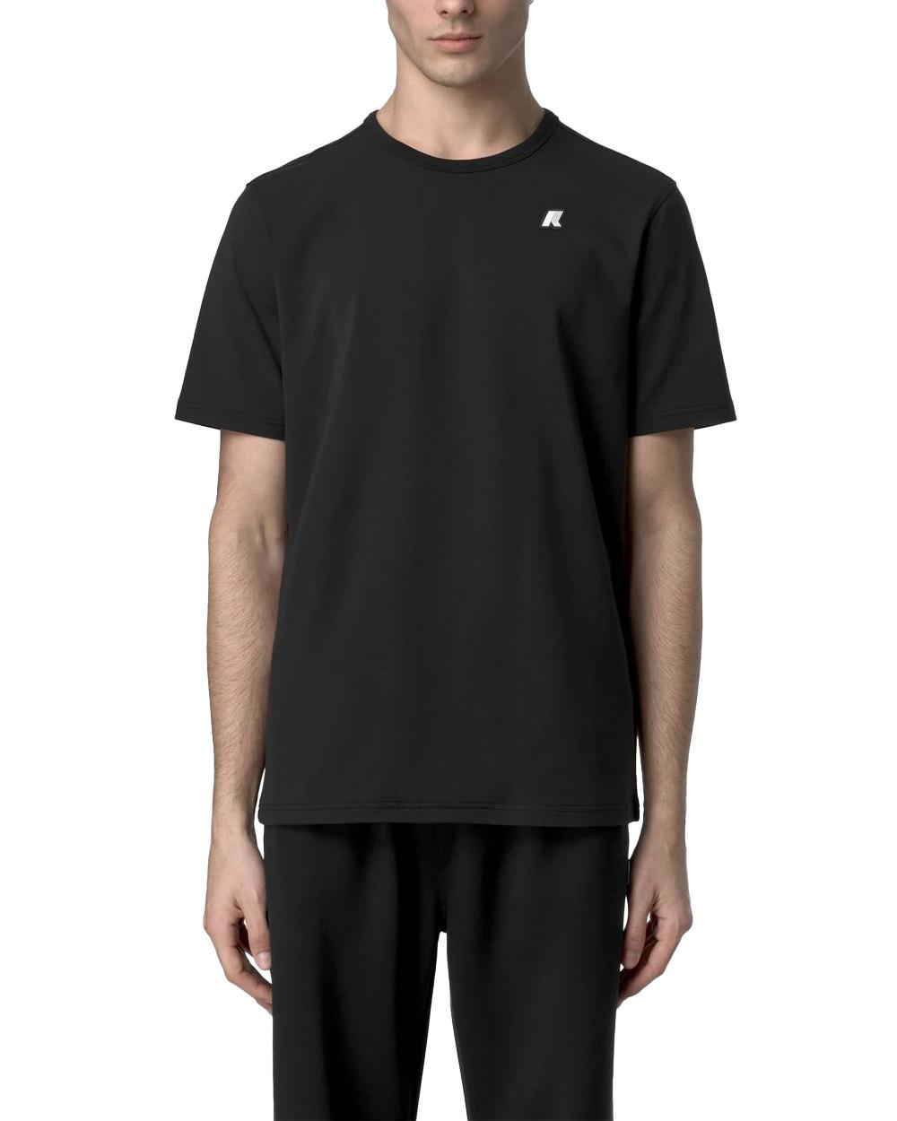K-WAY T-shirt K-WAY uomo K71349W ADAME LIGHT STRETCH JERSEY Nera fitting slim logo cotone K71349W USY 