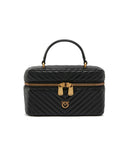 Pinko women's beauty case 106382A0GK Vanity soft mini black shoulder bag chevron nappa leather