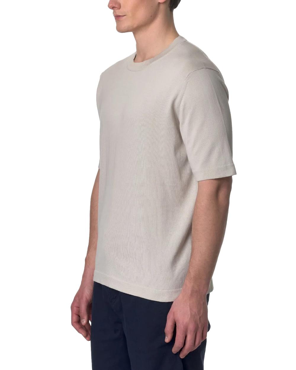 K-WAY T-shirt K-WAY uomo K4126SW COMBE Beige filato di cotone maglia rasata girocollo logo K4126SW 634 