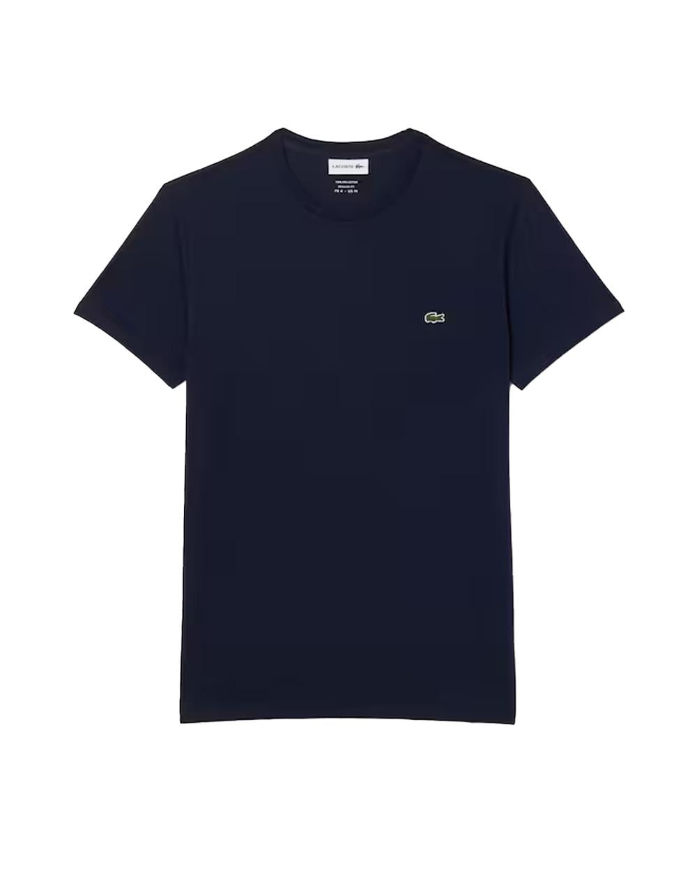 LACOSTE T-shirt LACOSTE uomo TH6709 Blu pregiato cotone taglio dritto regular coccodrillo TH6709 166 