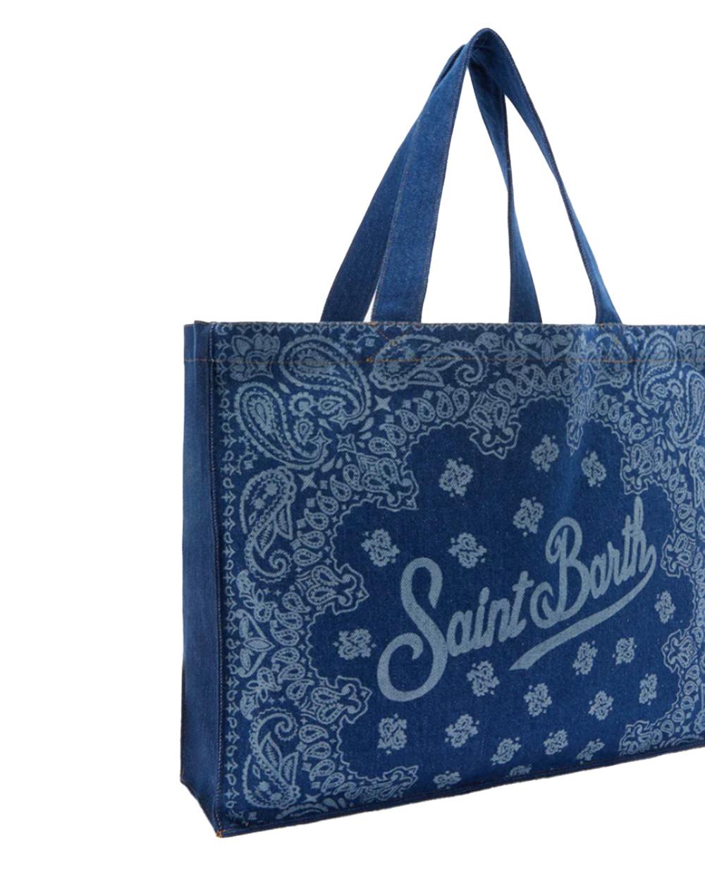 MC2 SAINT BARTH Borsa MC2 SAINT BARTH donna Essential EABGN00600780L Blu stampa bandana cotone logo manico EABGN00600780L 00 
