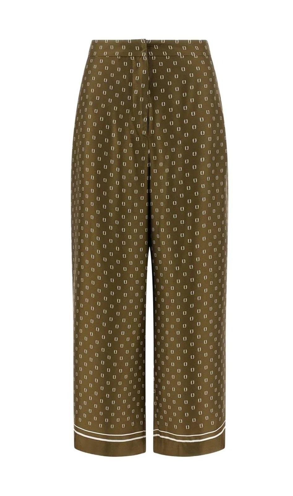 STUDIO Pantalone Studio donna 2616131011600 033 Ottelia in seta stampata Kaki<BR/> 2616131011600 033 