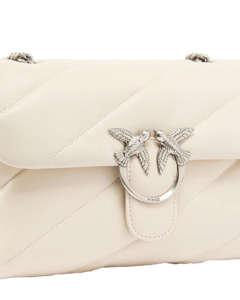 PINKO Borsa PINKO donna CLASSIC LOVE BAG PUFF 100038A0F2 Bianca nappa pelle trapuntatura tracolla argento 100038A0F2 Z14O 