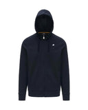 K-WAY men's sweatshirt K31367W ANTON INTERLOCK Blue drawstring hood zip regular fit logo