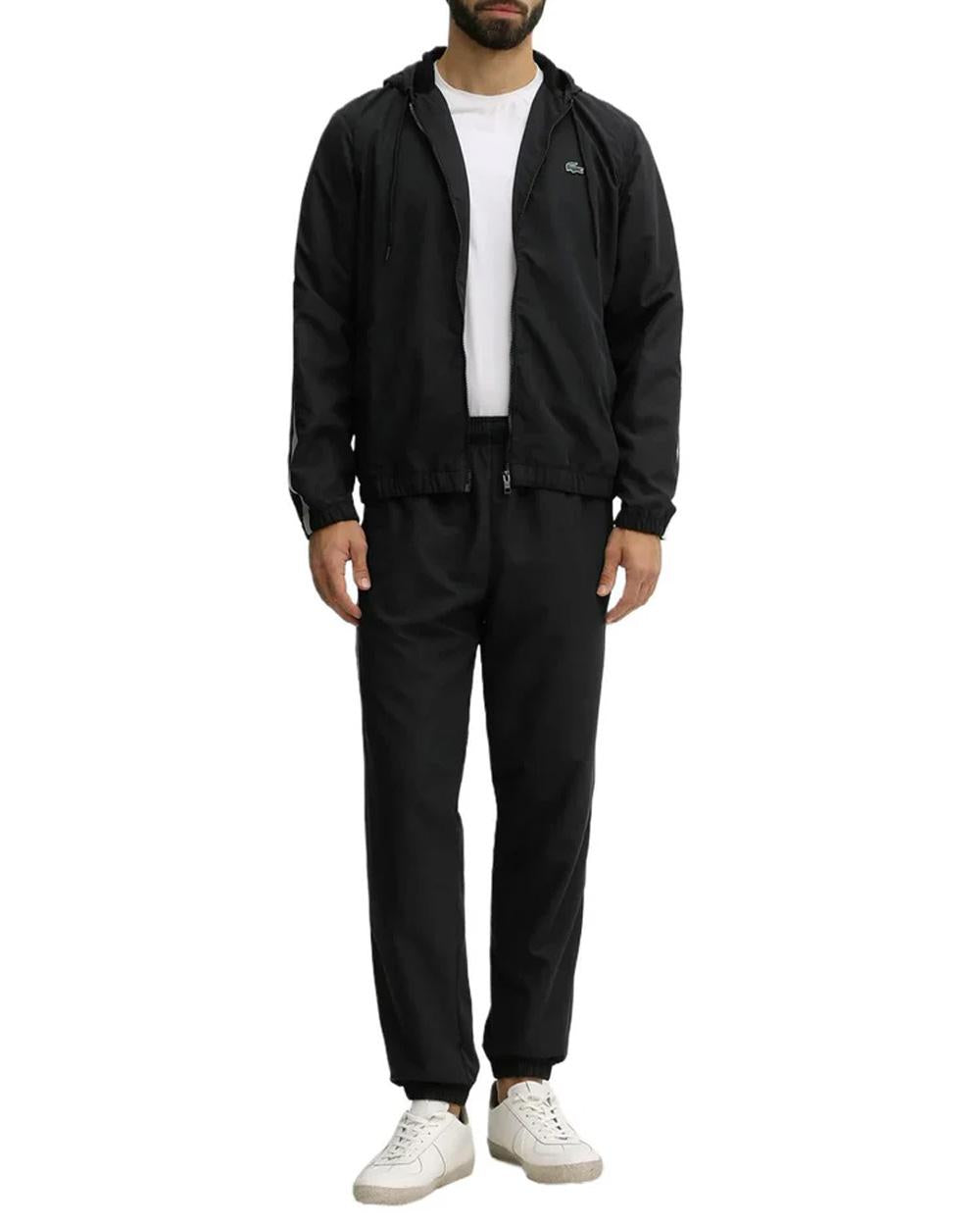 LACOSTE Tuta LACOSTE uomo WH7402031 Nera regular fit cotone polsini elastici WH7402 031 