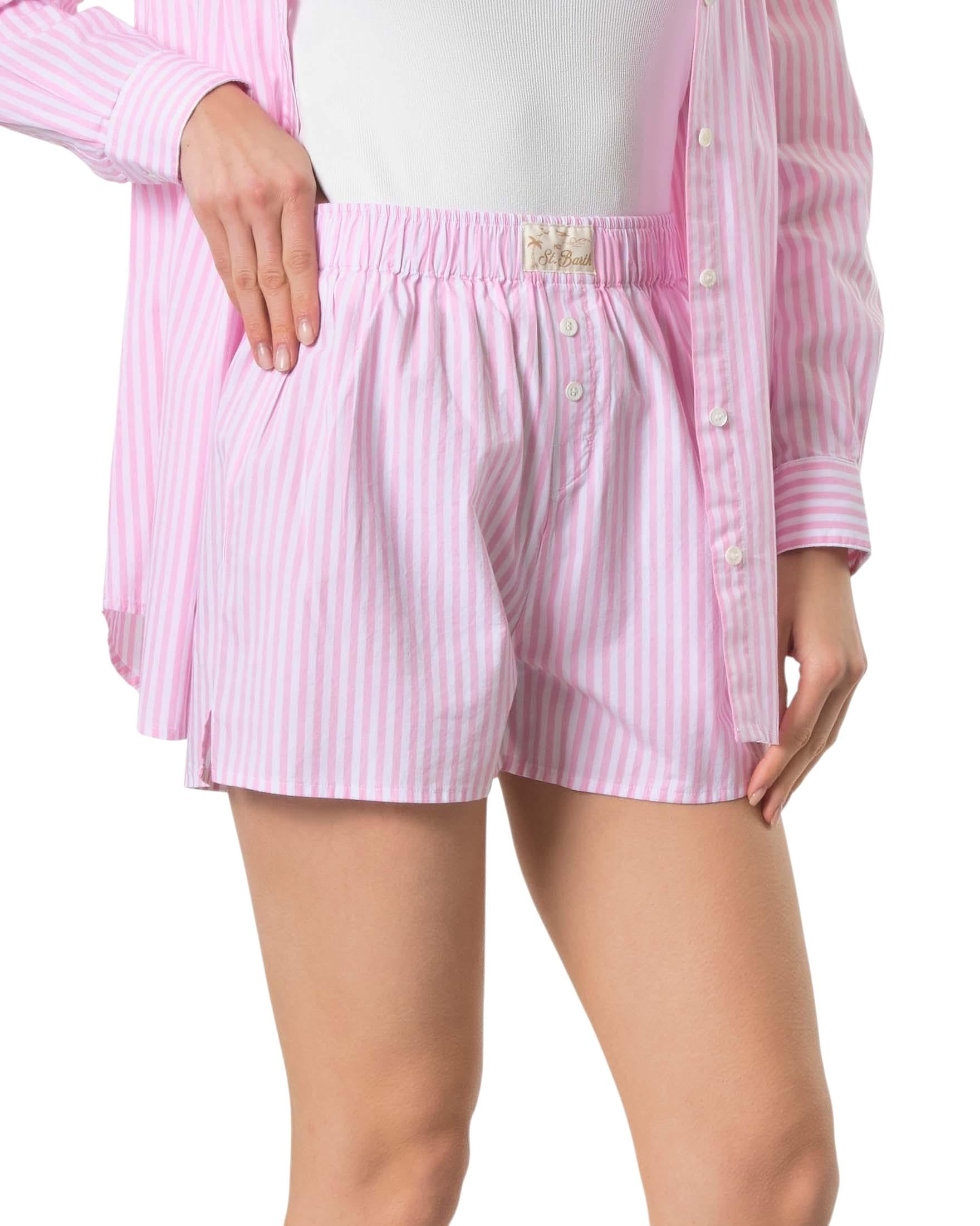 MC2 SAINT BARTH Bermuda MC2 SAINT BARTH donna BXY002 00723L 21 Boxy Cotton Stripe a righe vita stretch Rosa<BR/> BXY00200723L 21 