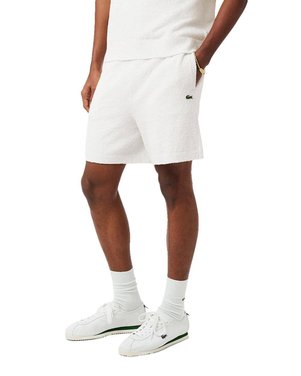 LACOSTE Bermuda LACOSTE uomo GH0799 Bianco cotone bordo a coste tasche GH0799 70V 